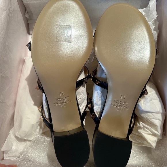 Valentino GARAVANI Rockstud Calfskin Leather Slide Sandal 60 MM BLACK Brand New - Picture 6 of 10